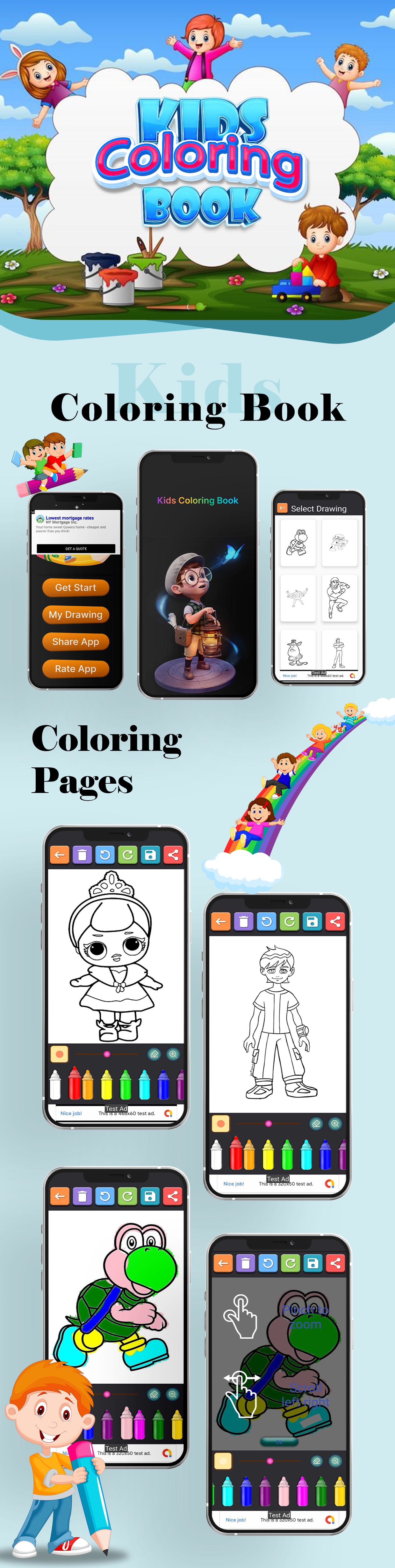 Livro para colorir da criança | Livro de desenho infantil | Admob ADS - 1